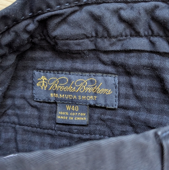 Navy Brooks Brothers 100% Cotton Bermuda Shorts - Picture 3 of 3